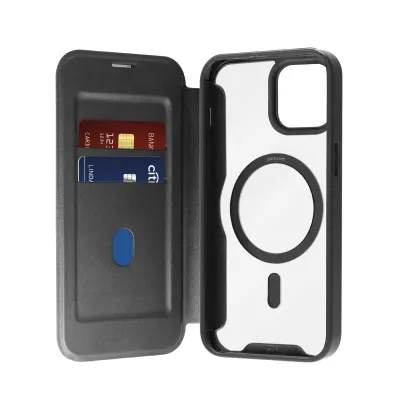 PURO - Puzdro Book Wallet Mag kompatibilné s MagSafe pre iPhone 15 Plus, čierna