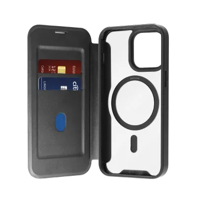 PURO - Puzdro Book Wallet Mag kompatibilné s MagSafe pre iPhone 15 Pro, čierna