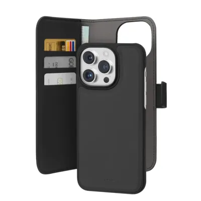 PURO - Puzdro Wallet s MagSafe pre iPhone 15 Pro, odnímateľné, čierna