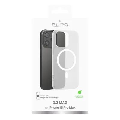 PURO - Puzdro 0.3 MAG s MagSafe pre iPhone 15 Pro Max, transparentná