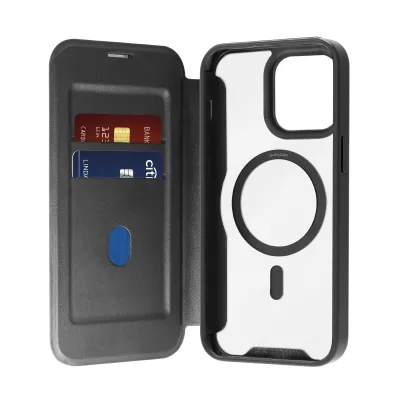 PURO - Puzdro Book Wallet Mag kompatibilné s MagSafe pre iPhone 15 Pro Max, čierna
