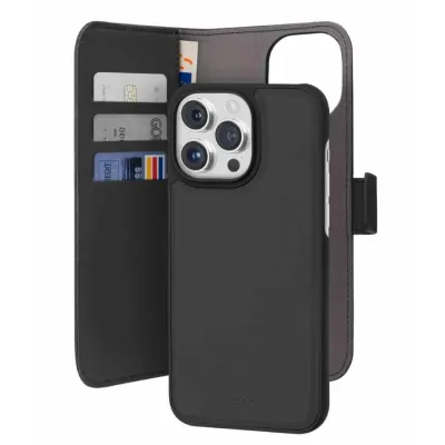 PURO - Puzdro Wallet s MagSafe pre iPhone 15 Pro Max, odnímateľné, čierna