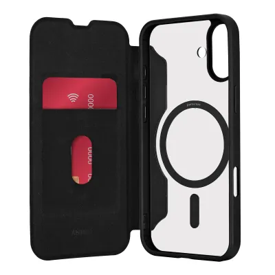 PURO - Puzdro Book Wallet Mag 2 kompatibilné s MagSafe pre iPhone 16, čierna