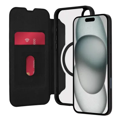 PURO - Puzdro Book Wallet Mag 2 kompatibilné s MagSafe pre iPhone 16, čierna