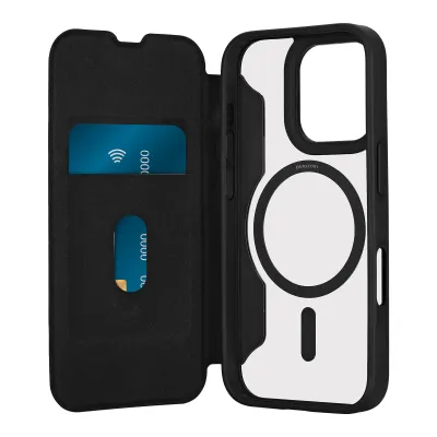 PURO - Puzdro Book Wallet Mag 2 kompatibilné s MagSafe pre iPhone 16 Pro, čierna