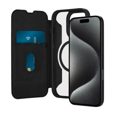 PURO - Puzdro Book Wallet Mag 2 kompatibilné s MagSafe pre iPhone 16 Pro, čierna