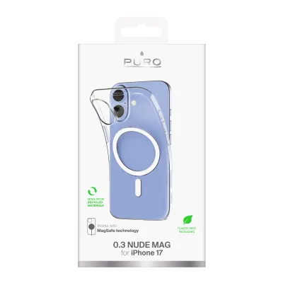 PURO - Puzdro 0.3 MAG s MagSafe pre iPhone 17, transparentná