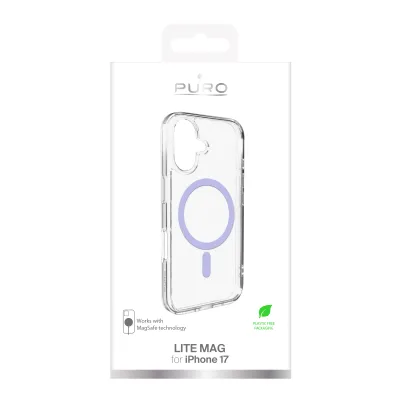 PURO - Puzdro LITE MAG s MagSafe pre iPhone 17, transparentná/ružová