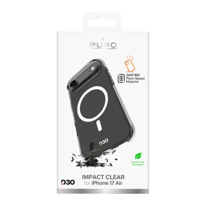 PURO - Puzdro Impact Clear D3O s MagSafe pre iPhone 17 Air, transparentná