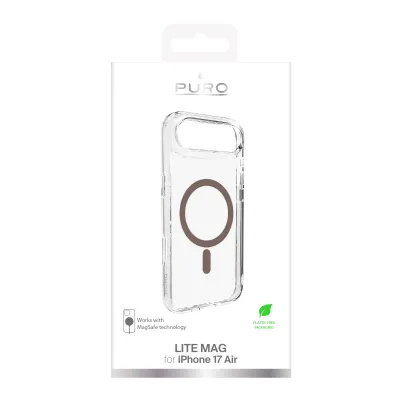 PURO - Puzdro LITE MAG s MagSafe pre iPhone 17 Air, transparentná/čokoládová