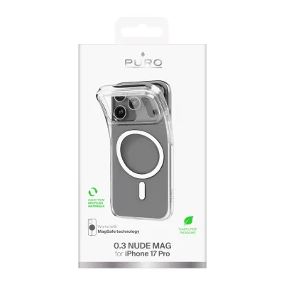 PURO - Puzdro 0.3 MAG s MagSafe pre iPhone 17 Pro, transparentná