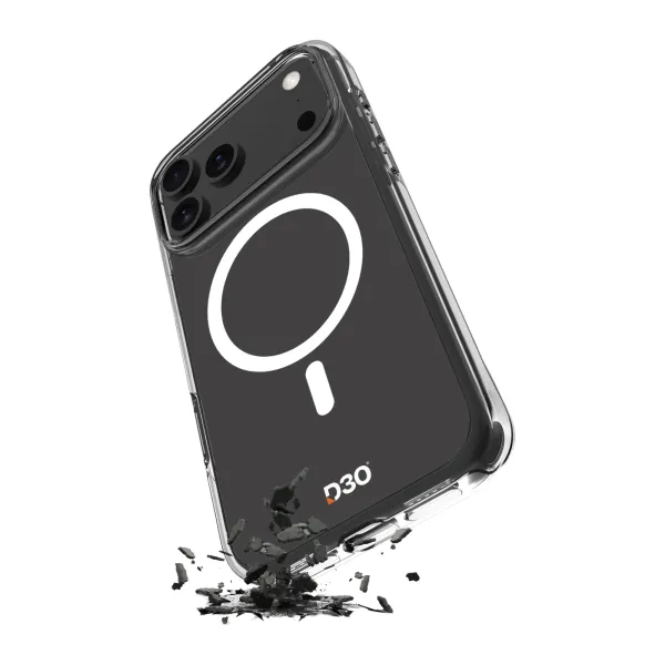 PURO - Puzdro Impact Clear D3O s MagSafe pre iPhone 17 Pro, transparentná