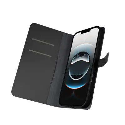 PURO - Puzdro Wallet Stand pre iPhone 17e/16e, odnímateľné, čierna