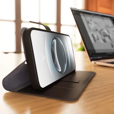 PURO - Puzdro Wallet Stand pre iPhone 17e/16e, odnímateľné, čierna