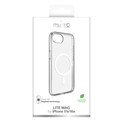 PURO - Puzdro LITE MAG s MagSafe pre iPhone 17e/16e, transparentná
