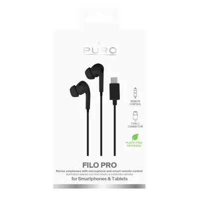PURO - Slúchadlá In-Ear FILO PRO s mikrofónom, USB-C, čierna