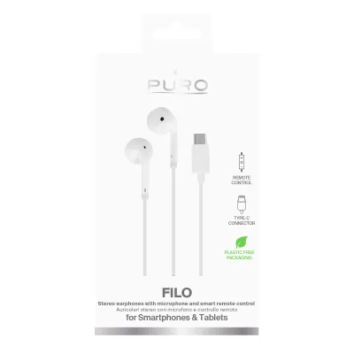 PURO - Slúchadlá In-Ear FILO s mikrofónom, USB-C, biela