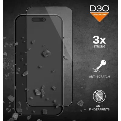PURO - Tvrdené sklo Flex D3O pre iPhone 15, transparentná