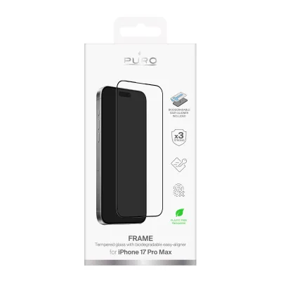 PURO - Tvrdené sklo s aplikátorom pre iPhone 17 Pro Max, číra