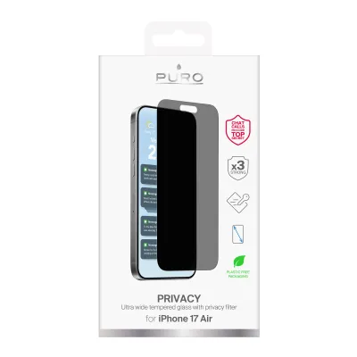PURO - Tvrdené sklo Privacy pre iPhone 17 Air, číra