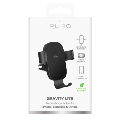 PURO - Držiak do auta GRAVITY LITE, do mriežky, čierna