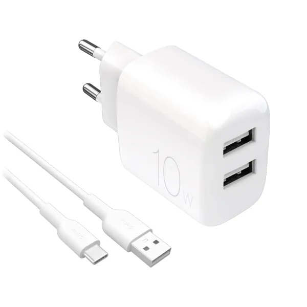 PURO - Cestovný adaptér a USB-C/USB-A kábel PRO LITE KIT, biela