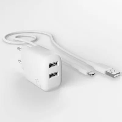 PURO - Cestovný adaptér a USB-C/USB-A kábel PRO LITE KIT, biela