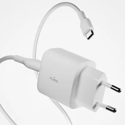 PURO - Cestovný adaptér a USB-C/USB-A kábel PRO LITE KIT, biela