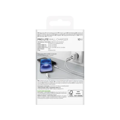 PURO - Cestovný adaptér a USB-C/USB-A kábel PRO LITE KIT, biela