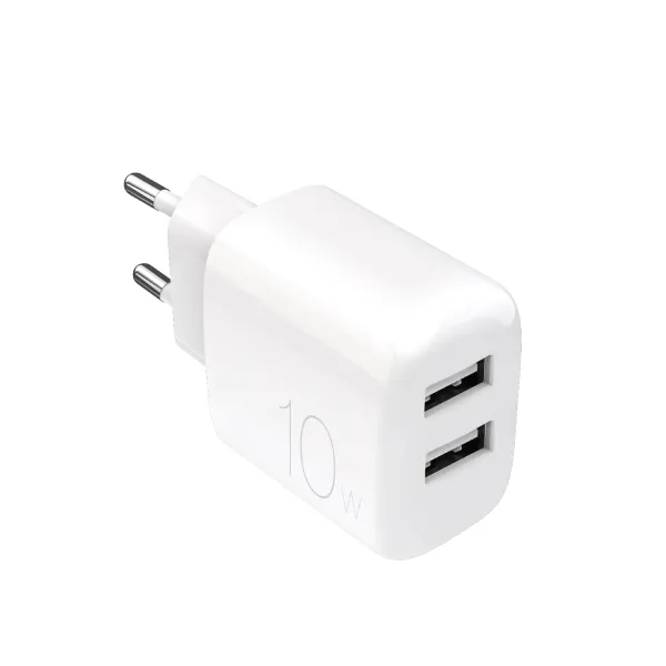 PURO - Cestovný adaptér PRO LITE 2x USB-A, 10 W, biela