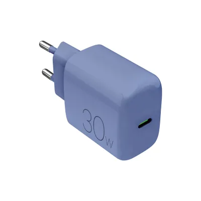 PURO - Cestovný adaptér PRO LITE, USB-C, PD 30 W, modrá