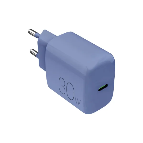 PURO - Cestovný adaptér PRO LITE, USB-C, PD 30 W, modrá