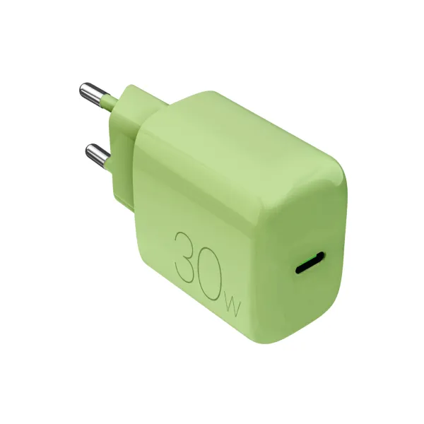 PURO - Cestovný adaptér PRO LITE, USB-C, PD 30 W, zelená