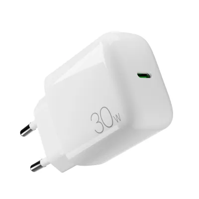 PURO - Cestovný adaptér PRO LITE, USB-C, PD 30 W, biela