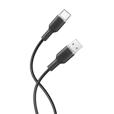 PURO - Kábel USB-C/USB-A, 60 W, Soft, 1,5 m, čierna