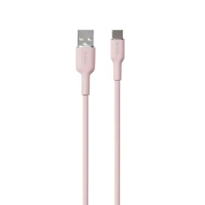 PURO - Kábel USB-C/USB-A, 60 W, Soft, 1,5 m, ružová