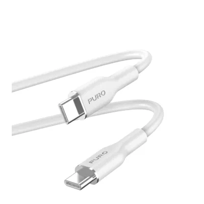 PURO - Kábel USB-C/USB-C, 60 W, Soft, 1,5 m, biela