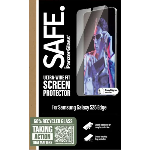 SAFE - Tvrdené sklo UWF s aplikátorom pre Samsung Galaxy S25 Edge, číra