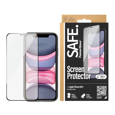 SAFE - Tvrdené sklo Case Friendly pre iPhone 11/XR, čierna
