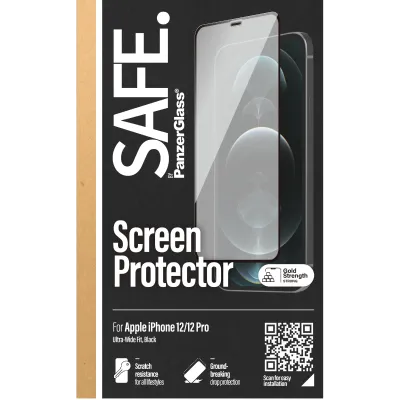 SAFE - Tvrdené sklo Case Friendly pre iPhone 12 Pro/12, čierna