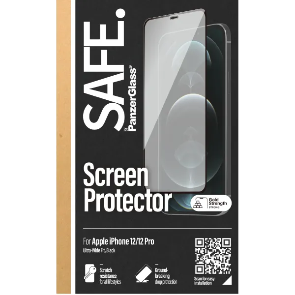 SAFE - Tvrdené sklo Case Friendly pre iPhone 12 Pro/12, čierna
