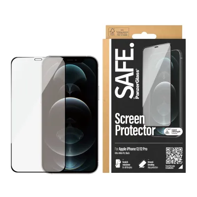 SAFE - Tvrdené sklo Case Friendly pre iPhone 12 Pro/12, čierna