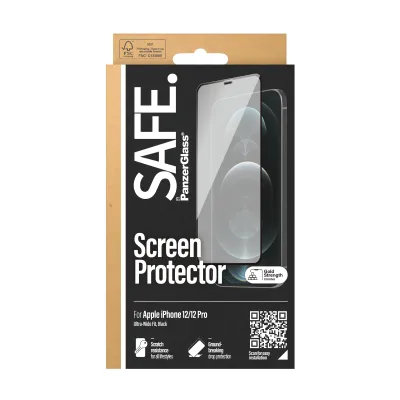 SAFE - Tvrdené sklo Case Friendly pre iPhone 12 Pro/12, čierna