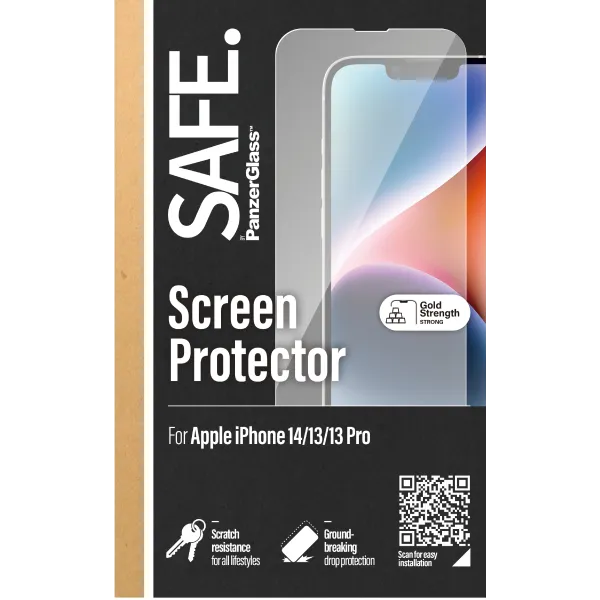 SAFE - Tvrdené sklo Case Friendly pre iPhone 16e/14/13 Pro/13, čierna