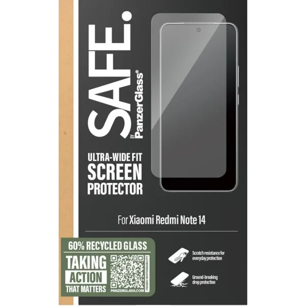 SAFE - Tvrdené sklo UWF pre Xiaomi Redmi Note 14, čierna