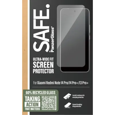 SAFE - Tvrdené sklo UWF pre Xiaomi Redmi Note 14 Pro/14 Pro+/13 Pro+, čierna