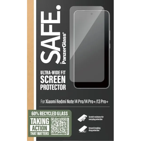 SAFE - Tvrdené sklo UWF pre Xiaomi Redmi Note 14 Pro/14 Pro+/13 Pro+, čierna