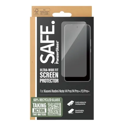 SAFE - Tvrdené sklo UWF pre Xiaomi Redmi Note 14 Pro/14 Pro+/13 Pro+, čierna