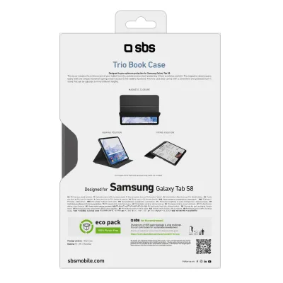SBS - Puzdro Trio Book Pro pre Samsung Galaxy Tab S8 2022, čierna