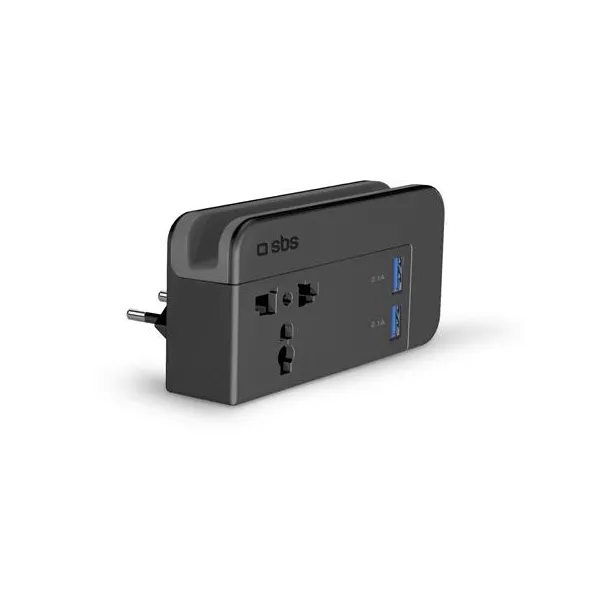 SBS - Cestovný adapter, univerzálny s vymeniteľným pinom US/EU/UK, čierna